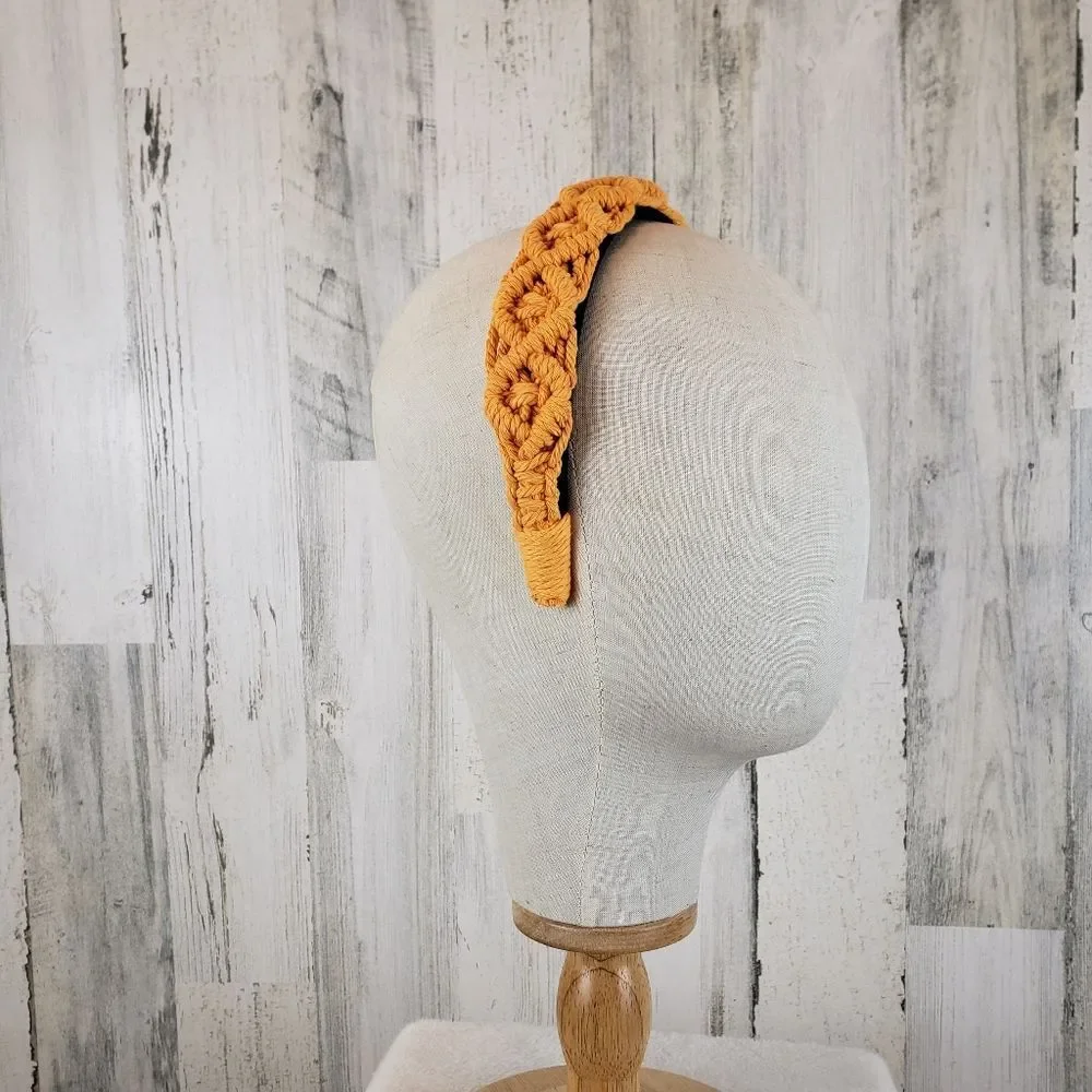 Golden Yellow Macrame Braided Headband